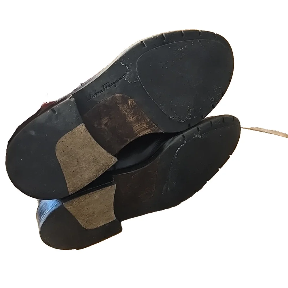 Salvatore Ferragamo Blck Leather Laceup Cap Toe Combat Boot Men Sz 9EE Steampunk - Picture 7 of 12